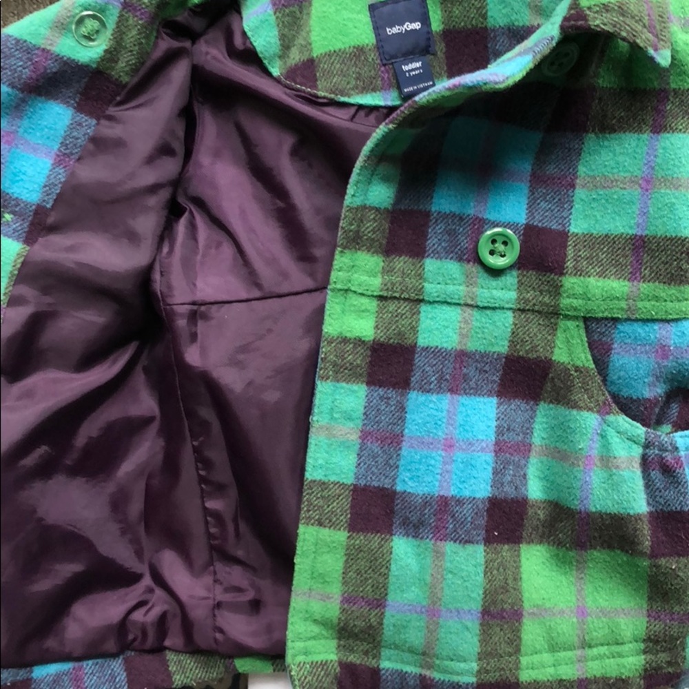 Kid’s Plaid Pea Coat - Picture 3 of 3